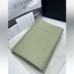 $275 SFERRA Fiona Full/Queen Flat Sheet Willow Green 96x114” Long Staple Cotton
